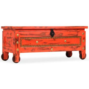 Red Storage Chest in Solid Mango Wood - 101x39x42 cm