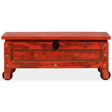 Red Storage Chest in Solid Mango Wood - 101x39x42 cm