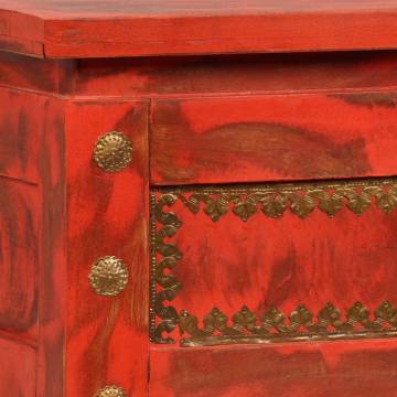 Red Storage Chest in Solid Mango Wood - 101x39x42 cm