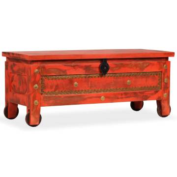 Red Storage Chest in Solid Mango Wood - 101x39x42 cm