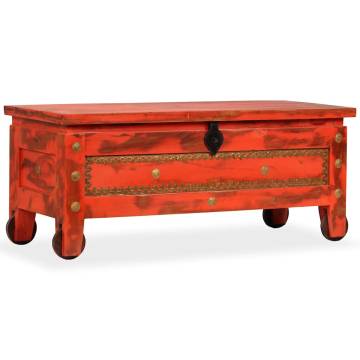 Red Storage Chest in Solid Mango Wood - 101x39x42 cm