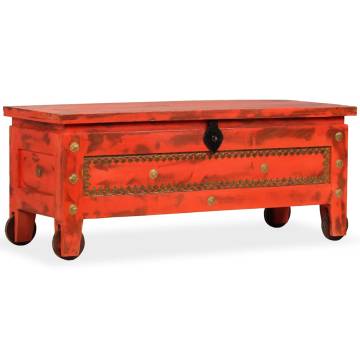 Red Storage Chest in Solid Mango Wood - 101x39x42 cm