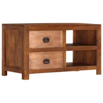 Solid Mango Wood Coffee Table with 2 Drawers - 90x40x50 cm