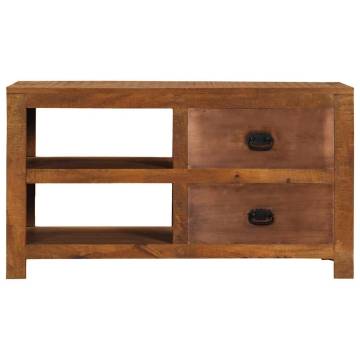 Solid Mango Wood Coffee Table with 2 Drawers - 90x40x50 cm