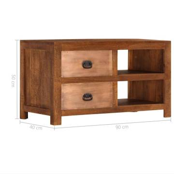 Solid Mango Wood Coffee Table with 2 Drawers - 90x40x50 cm