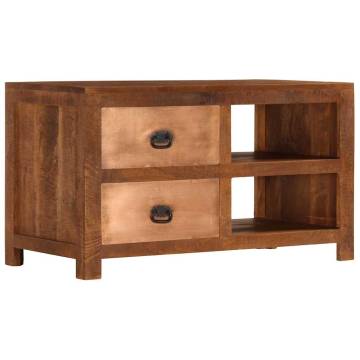 Solid Mango Wood Coffee Table with 2 Drawers - 90x40x50 cm