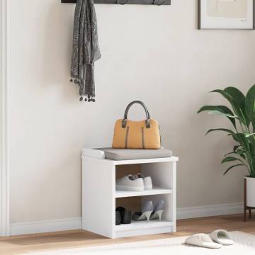 Hallway Bench SANDNES White - Solid Pine Wood | Hipomarket