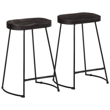 Bar Stools 2 pcs Black Solid Wood Mango - Modern Design