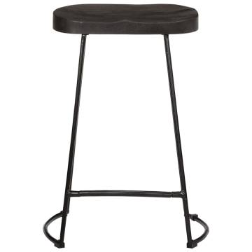 Bar Stools 2 pcs Black Solid Wood Mango - Modern Design