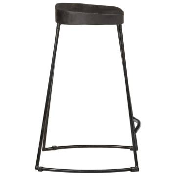 Bar Stools 2 pcs Black Solid Wood Mango - Modern Design