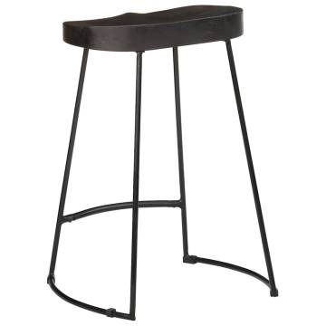 Bar Stools 2 pcs Black Solid Wood Mango - Modern Design