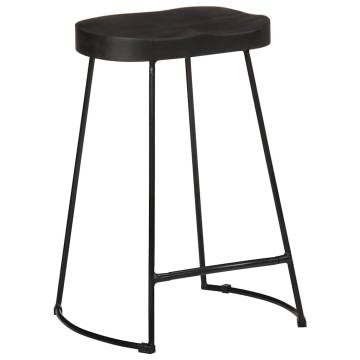 Bar Stools 2 pcs Black Solid Wood Mango - Modern Design