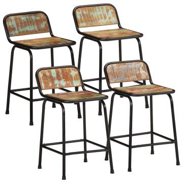 Stylish Bar Stools - 4 pcs Solid Reclaimed Wood & Metal Legs