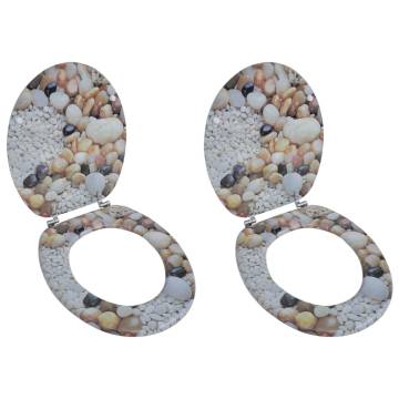 Toilet Seats with Lids 2 pcs MDF Pebbles - Stylish & Durable