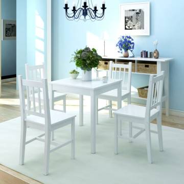 Five Piece Pinewood Dining Set - Stylish White Design