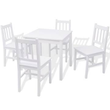 Five Piece Pinewood Dining Set - Stylish White Design