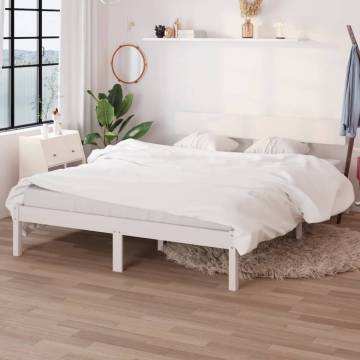 White Solid Wood Pine Bed Frame 160x200 cm | HipoMarket