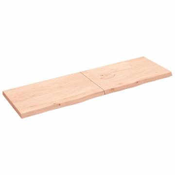 Wall Shelf - Untreated Solid Oak Wood | 200x60x(2-6) cm