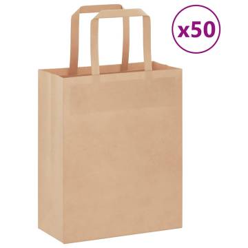 Eco-Friendly Brown Paper Bags with Handles - 50 Pack