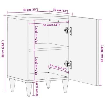 Stylish Solid Wood Bathroom Cabinet | 38x33x58 cm