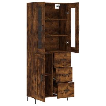 Stylish Highboard in Smoked Oak | 69.5x34x180 cm