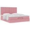  Ottoman Bed with Mattresses Pink 160x200cm Velvet Colour pink Size 160 x 200 cm Model block with squares 