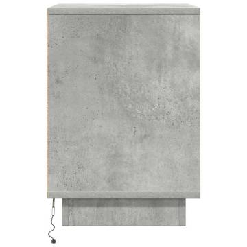 Stylish Bedside Cabinet with LED Lights - Concrete Grey