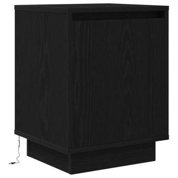 Stylish Black Bedside Cabinet with LED Lights - 38x34x50 cm