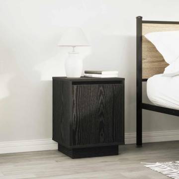 Stylish Black Bedside Cabinet with LED Lights - 38x34x50 cm