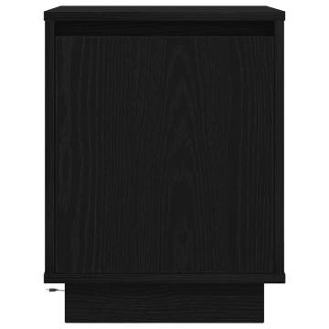 Stylish Black Bedside Cabinet with LED Lights - 38x34x50 cm