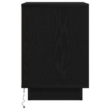 Stylish Black Bedside Cabinet with LED Lights - 38x34x50 cm