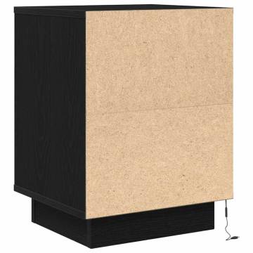 Stylish Black Bedside Cabinet with LED Lights - 38x34x50 cm