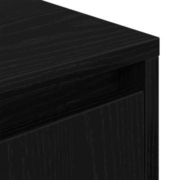 Stylish Black Bedside Cabinet with LED Lights - 38x34x50 cm