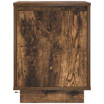 Bedside Cabinet with LED Lights - Smoked Oak | HipoMarket