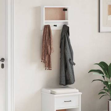 Wall-mounted Coat Rack SANDNES White - Solid Pine 45x12 cm