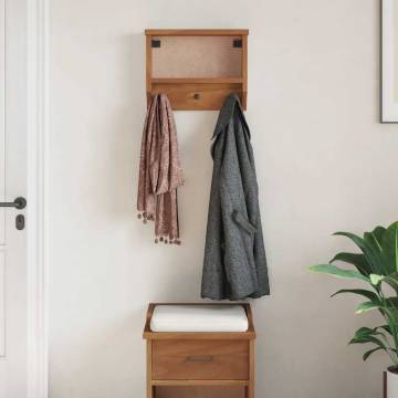 SANDNES Wall-mounted Coat Rack in Solid Pinewood - 45x12x35 cm