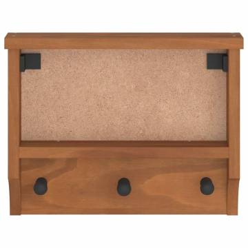 SANDNES Wall-mounted Coat Rack in Solid Pinewood - 45x12x35 cm