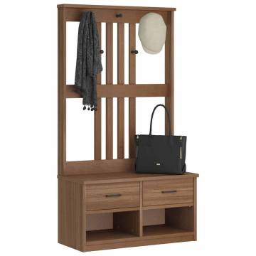 Hall Tree SANDENS 87x40x159.5cm Solid Wood Pine - Stylish Storage