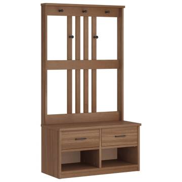 Hall Tree SANDENS 87x40x159.5cm Solid Wood Pine - Stylish Storage