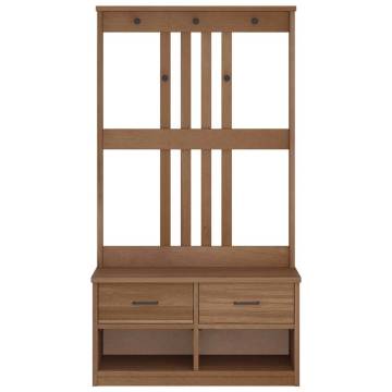 Hall Tree SANDENS 87x40x159.5cm Solid Wood Pine - Stylish Storage