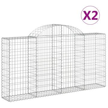 Arched Gabion Baskets - 2 pcs Galvanised Iron | Hipomarket