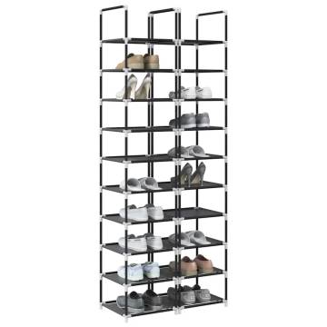 10-Tier Black Shoe Racks - 2 pcs | Space-Saving Storage Solution