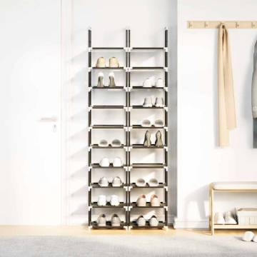 10-Tier Black Shoe Racks - 2 pcs | Space-Saving Storage Solution