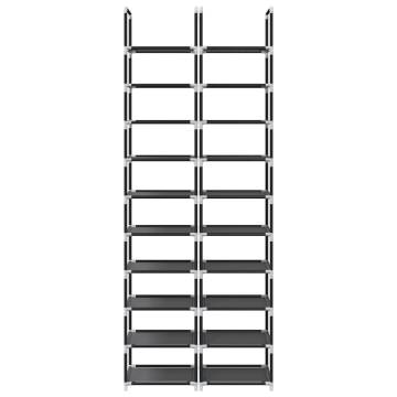 10-Tier Black Shoe Racks - 2 pcs | Space-Saving Storage Solution