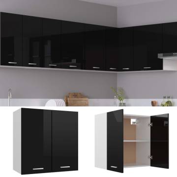 High Gloss Black Hanging Cabinet - Stylish Storage Solution