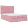 Elegant Pink Ottoman Bed with Mattresses - 140x200cm Velvet