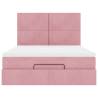 Elegant Pink Ottoman Bed with Mattresses - 140x200cm Velvet