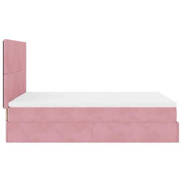 Elegant Pink Ottoman Bed with Mattresses - 140x200cm Velvet