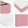 Elegant Pink Ottoman Bed with Mattresses - 140x200cm Velvet