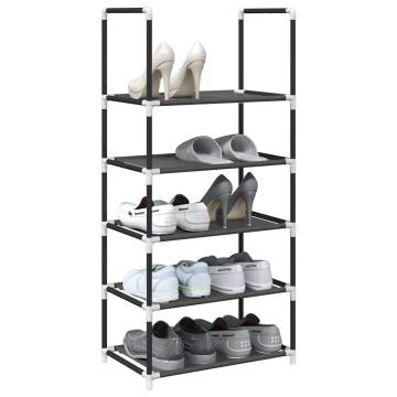 5-Tier Black Shoe Rack - Non-woven Fabric | Hipomarket UK